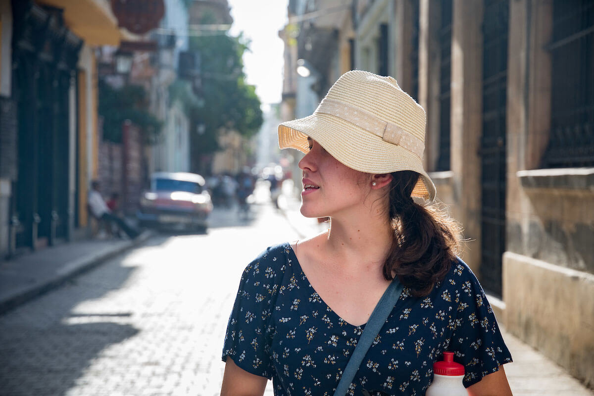 Student on Cuban street