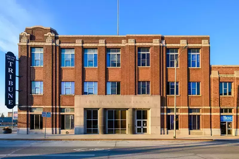 The South Bend Tribune building in downtown South Bend, Indiana.